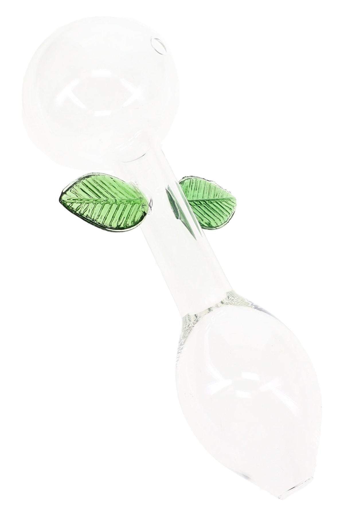 Clear Glass Leaf Oil Burner Pipe “Botanical Bulb” – 7″ - Discreet Smoker