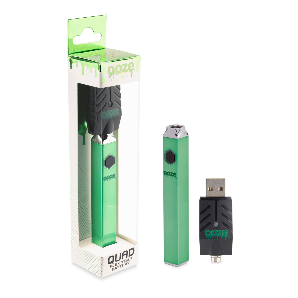 Ooze Quad 510 Thread 500 mAh Square Vape Pen Battery - Discreet Smoker