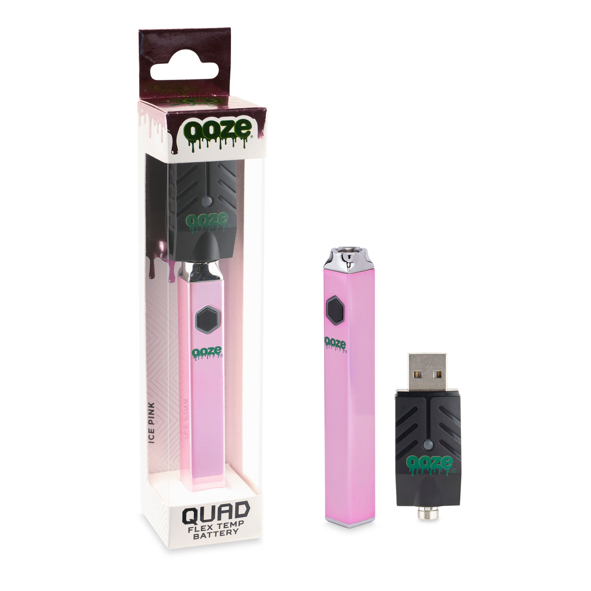 Ooze Quad 510 Thread 500 mAh Square Vape Pen Battery - Discreet Smoker