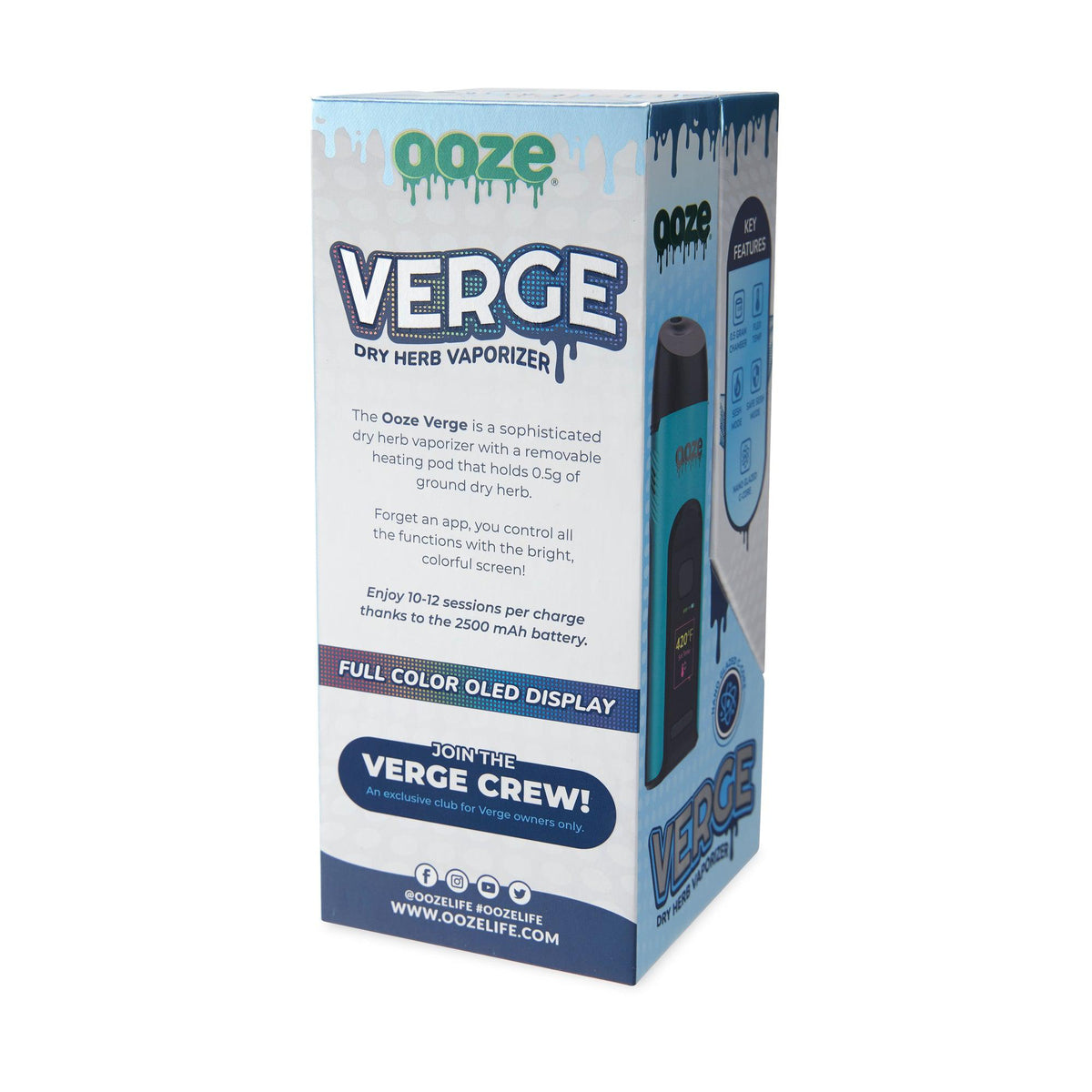 Ooze Verge Dry Herb Vaporizer – 2500 mAh C-Core - Discreet Smoker