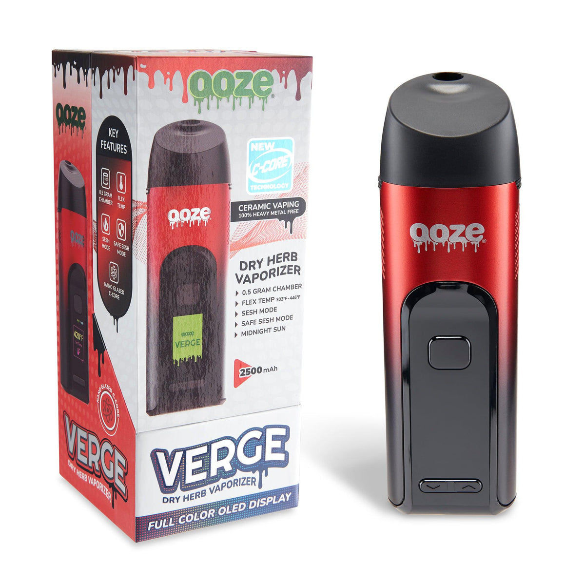 Ooze Verge Dry Herb Vaporizer – 2500 mAh C-Core - Discreet Smoker