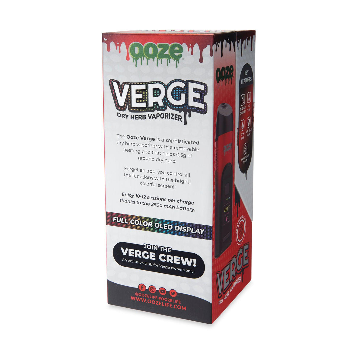 Ooze Verge Dry Herb Vaporizer – 2500 mAh C-Core - Discreet Smoker
