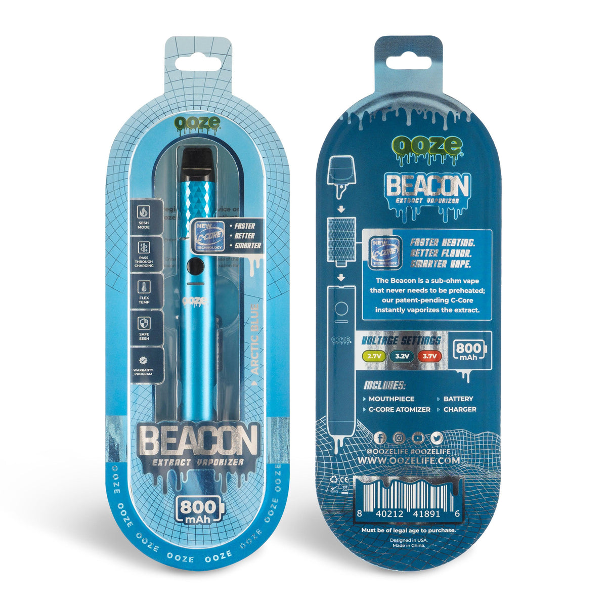 Ooze Beacon Extract Vaporizer – C-Core 800 mAh - Discreet Smoker