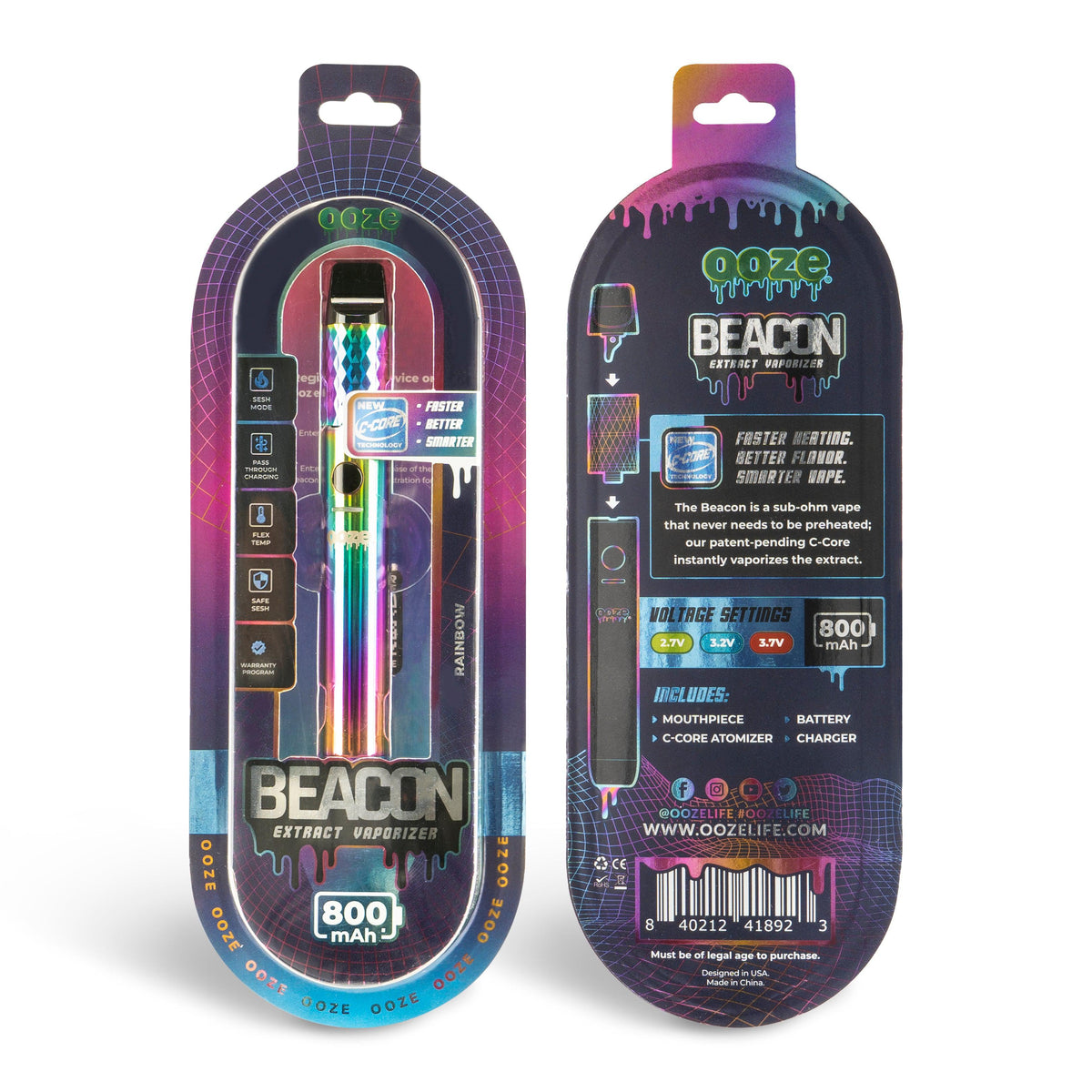 Ooze Beacon Extract Vaporizer – C-Core 800 mAh - Discreet Smoker