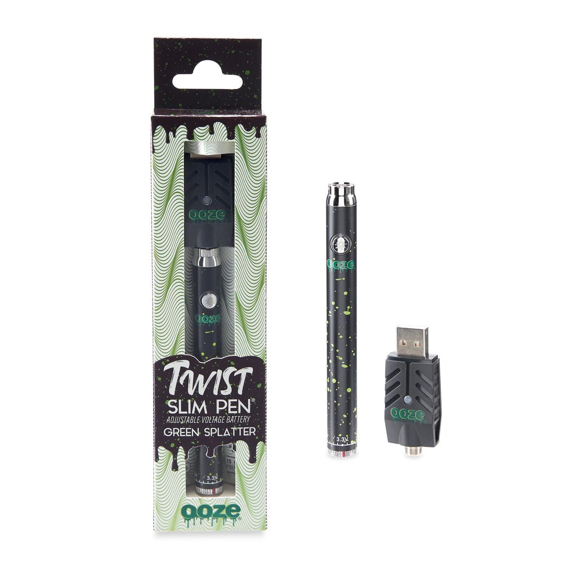 Ooze Slim Twist 510 Thread 320 mAh CBD Vape Pen Battery + USB Charger - Discreet Smoker