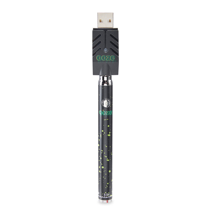Ooze Slim Twist 510 Thread 320 mAh CBD Vape Pen Battery + USB Charger, Black/Green