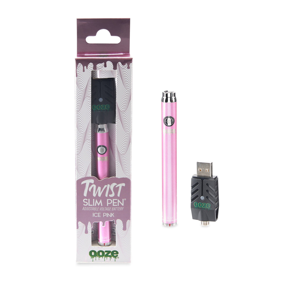 Ooze Slim Twist 510 Thread 320 mAh CBD Vape Pen Battery + USB Charger - Discreet Smoker