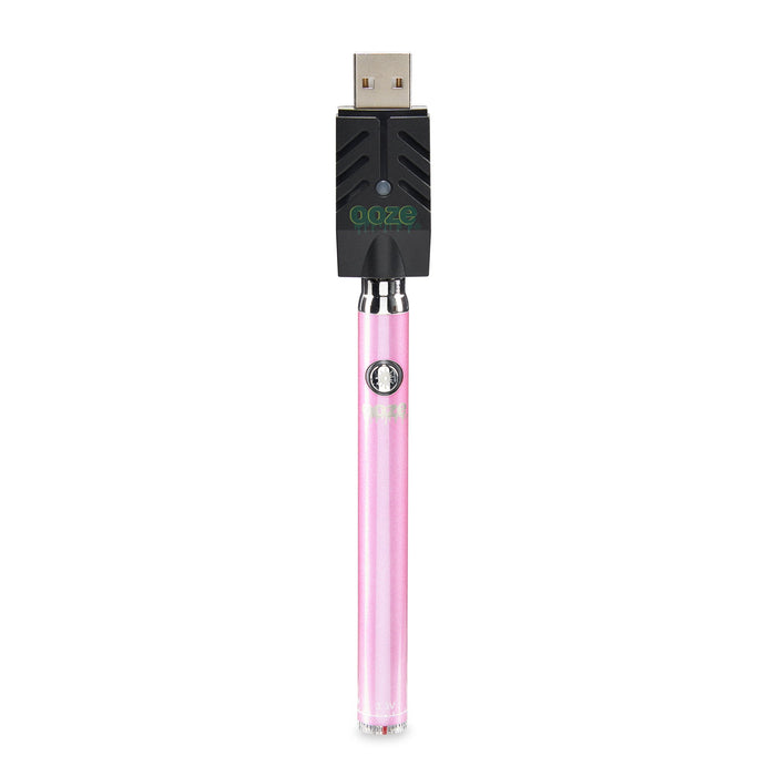 Ooze Slim Twist 510 Thread 320 mAh CBD Vape Pen Battery + USB Charger, Ice Pink