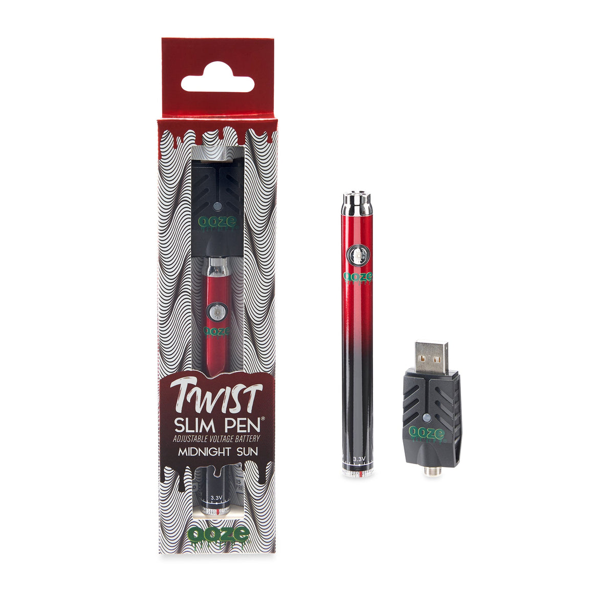 Ooze Slim Twist 510 Thread 320 mAh CBD Vape Pen Battery + USB Charger - Discreet Smoker