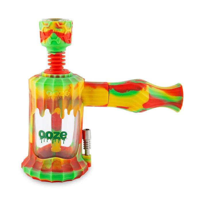 Ooze Clobb 4-in-1 Hybrid Silicone & Glass Water Pipe, Rasta