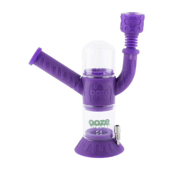 Ooze Cranium 4-in-1 Hybrid Silicone & Glass Water Pipe, Ultra Purple