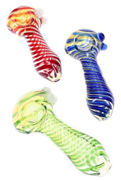 Color-Changing Spiral Glass Spoon Pipe “Twist Signal” – 4½″ – Assorted Colors - Discreet Smoker
