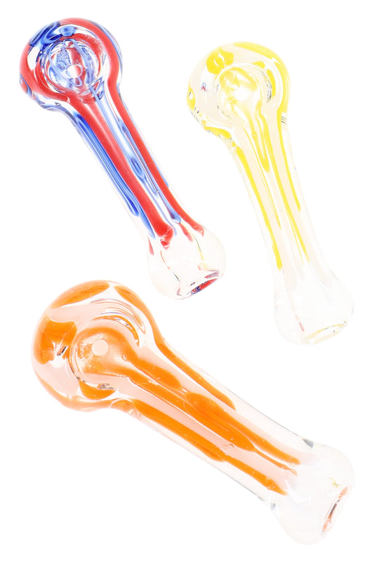 Small Striped Glass Hand Pipe “Mini Drip” – Assorted Colors - Discreet Smoker