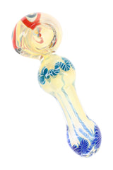 Thick Color-Changing Striped Glass Spoon Pipe “Squiggle Pop” – 5″ – Assorted - Discreet Smoker