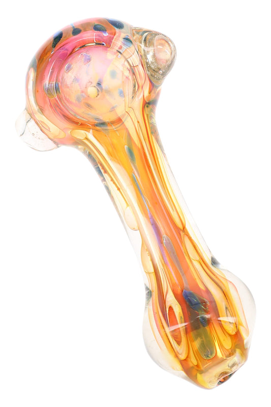 Gold Fumed Color-Changing Glass Spoon Pipe “Candy Flow” – 4.5″ – Assorted Colors - Discreet Smoker