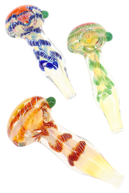 Color-Changing Striped Glass Hand Pipe “Chroma Coil” – Assorted Colors - Discreet Smoker