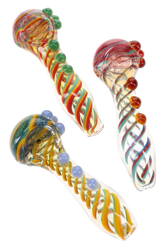 Color-Changing Frit Spoon Pipe “Marble Swirl” – 4½″ – Assorted Colors