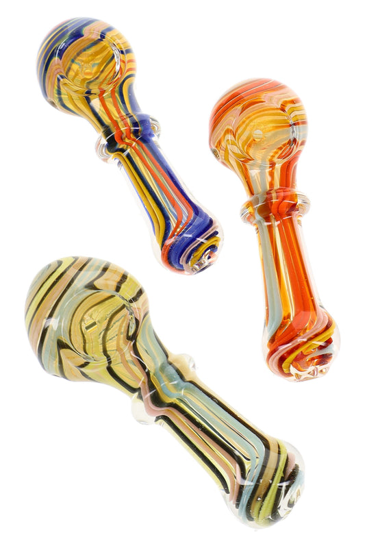 Color-Changing Striped Spoon Pipe “Ribbon Ring” – 4″ – Assorted Colors