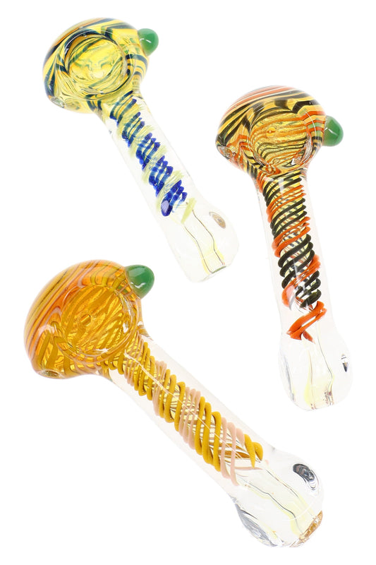Color-Changing Striped Spoon Pipe “Square Swirl” – 4″ – Assorted Colors