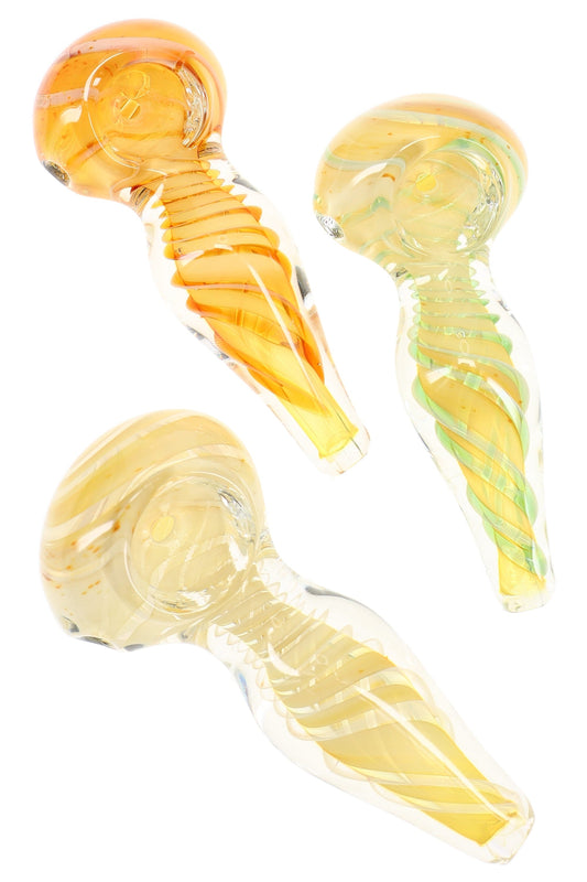 Color-Changing Spiral Stripe Spoon Pipe “Sun Swirl” – 3″ – Assorted Colors - Discreet Smoker