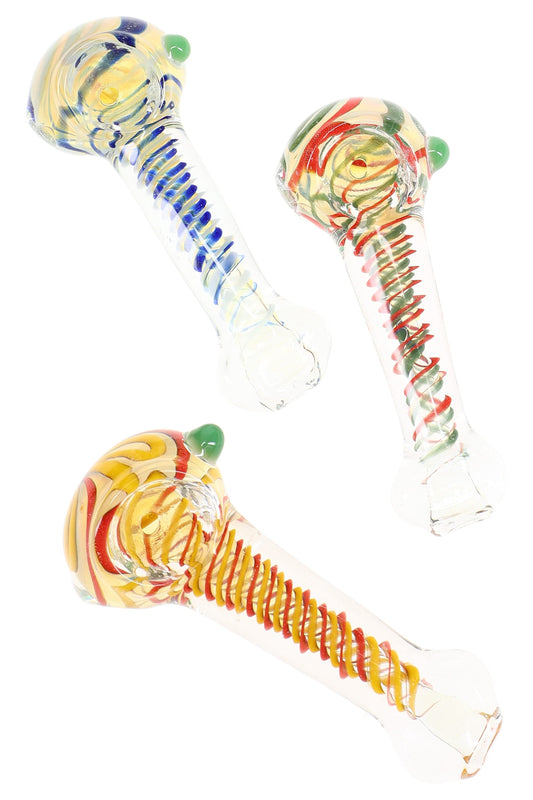Color-Changing Spiral Stripe Spoon Pipe “Mint Twist” – 3½″ – Assorted Colors - Discreet Smoker