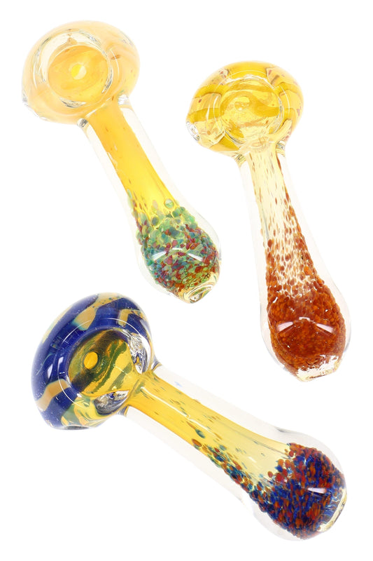 Color-Changing Striped Frit Spoon Pipe “Confetti Fade” – Assorted Colors - Discreet Smoker