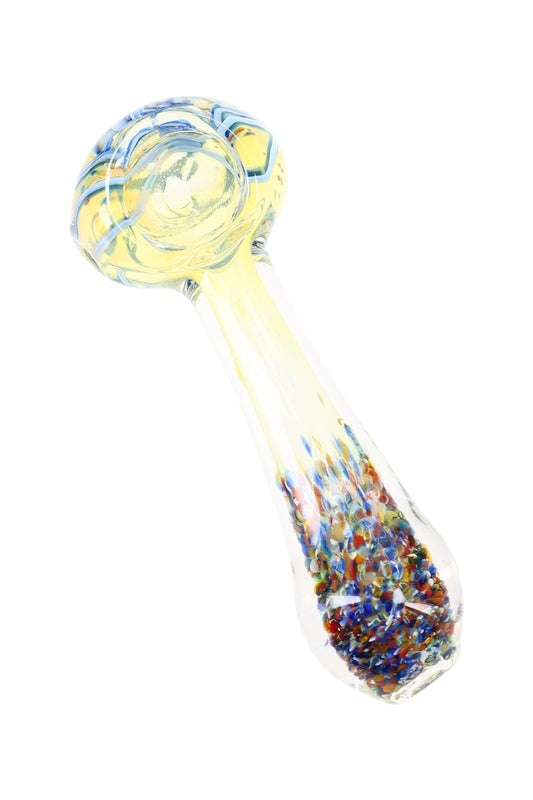 Color-Changing Striped Frit Spoon Pipe “Confetti Fade” – Assorted Colors - Discreet Smoker