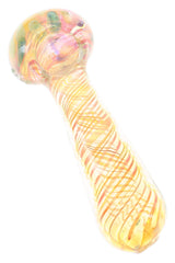 Gold Fumed Swirl Dot Glass Hand Pipe “Solar Lattice” – 5″ – Assorted Colors