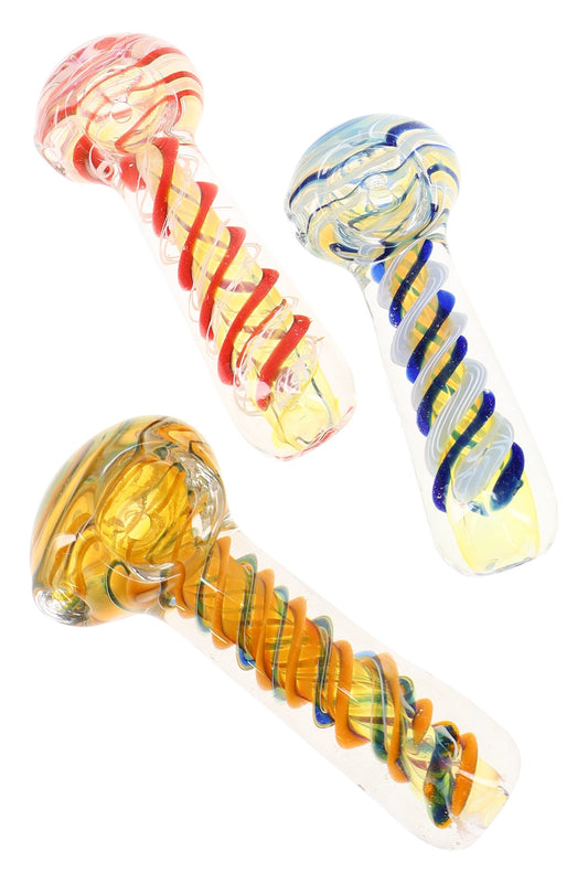 Color-Changing Multicolor Swirl Stripe Spoon Pipe “Taffy Twist” – Assorted Colors - Discreet Smoker