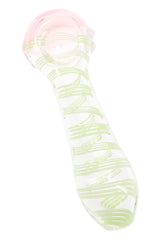 Neon Swirl Clear Glass Spoon Pipe “Glow Ribbon” – 4.5″ – Assorted Colors