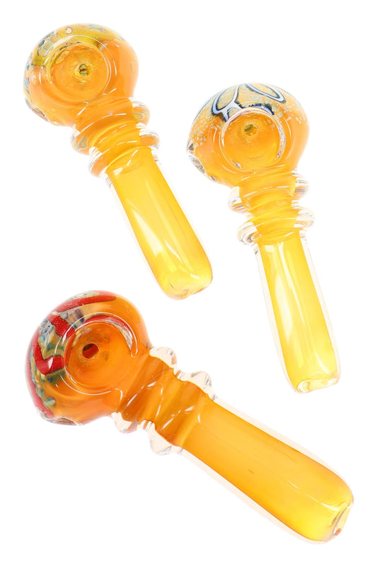 Color-Changing Frit Ring Spoon Pipe “Citrus Halo” – Assorted Colors - Discreet Smoker