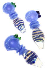 Silver Fumed Ring Glass Spoon Pipe “Saturn Stripe” – 4½″ – Assorted