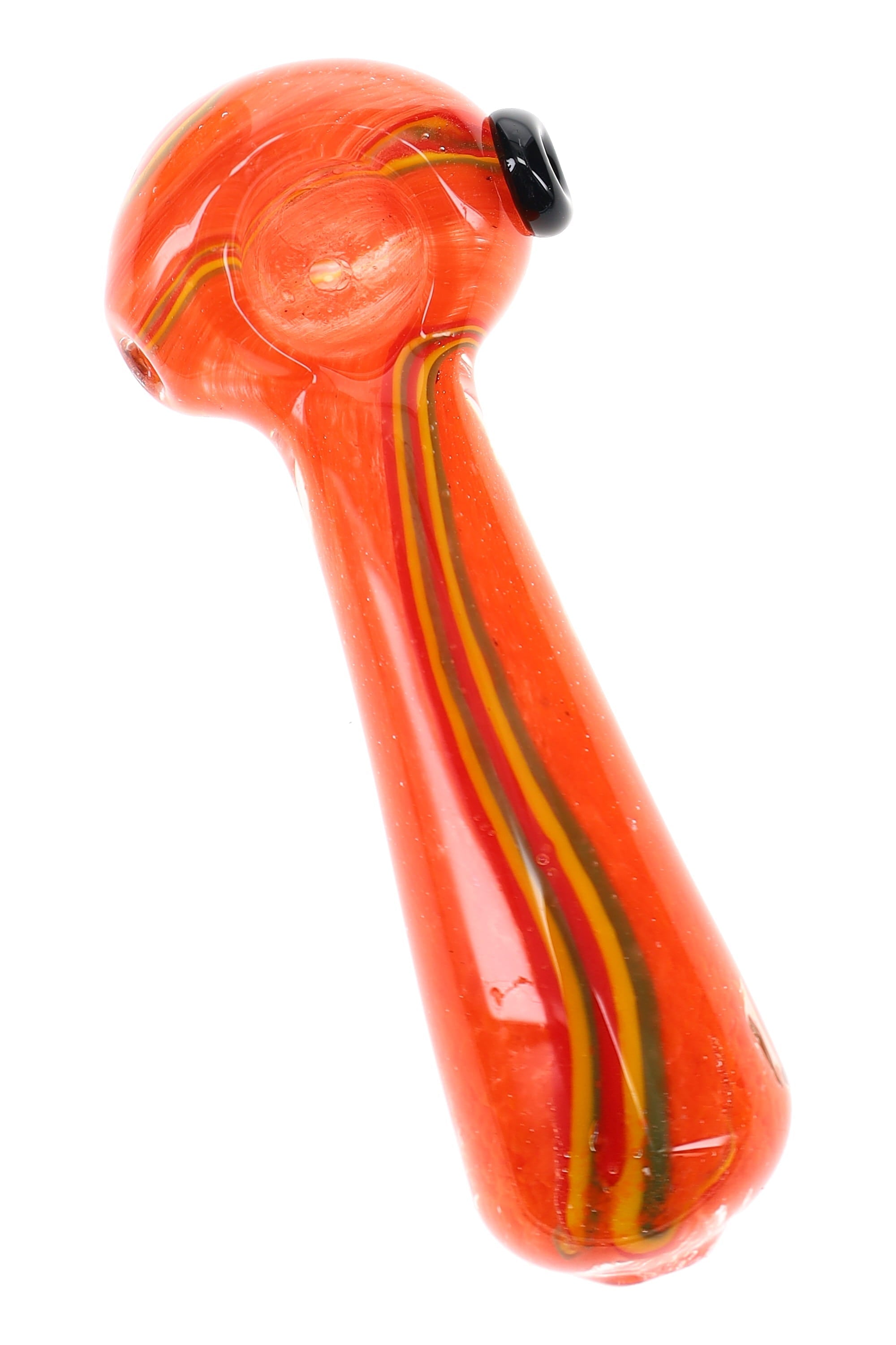 Colorful Frit Striped Glass Spoon Pipe “Rasta Racer” – 4½″ – Assorted - Discreet Smoker