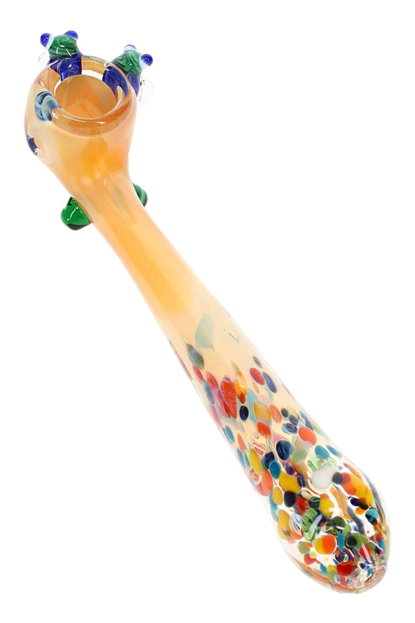 Gold Fumed Confetti Bee Glass Sherlock Pipe “Honey Haze” – 7.5″ – Assorted - Discreet Smoker