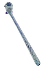 Silver Fumed Spiral Striped Glass Sherlock Pipe “Moon Twister” – 11.5″ – Assorted - Discreet Smoker