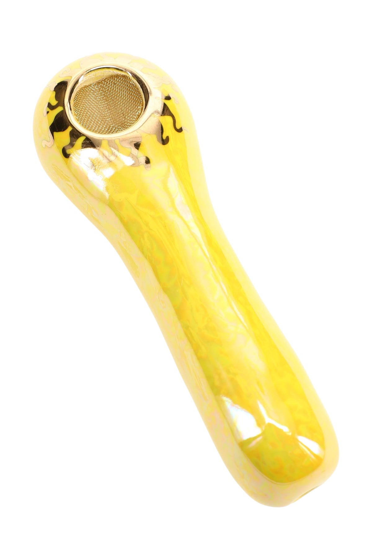 Ancient Creations Ceramics 4″ Ceramic Spoon Hand Pipe – Brass Screen – US-Made - Discreet Smoker