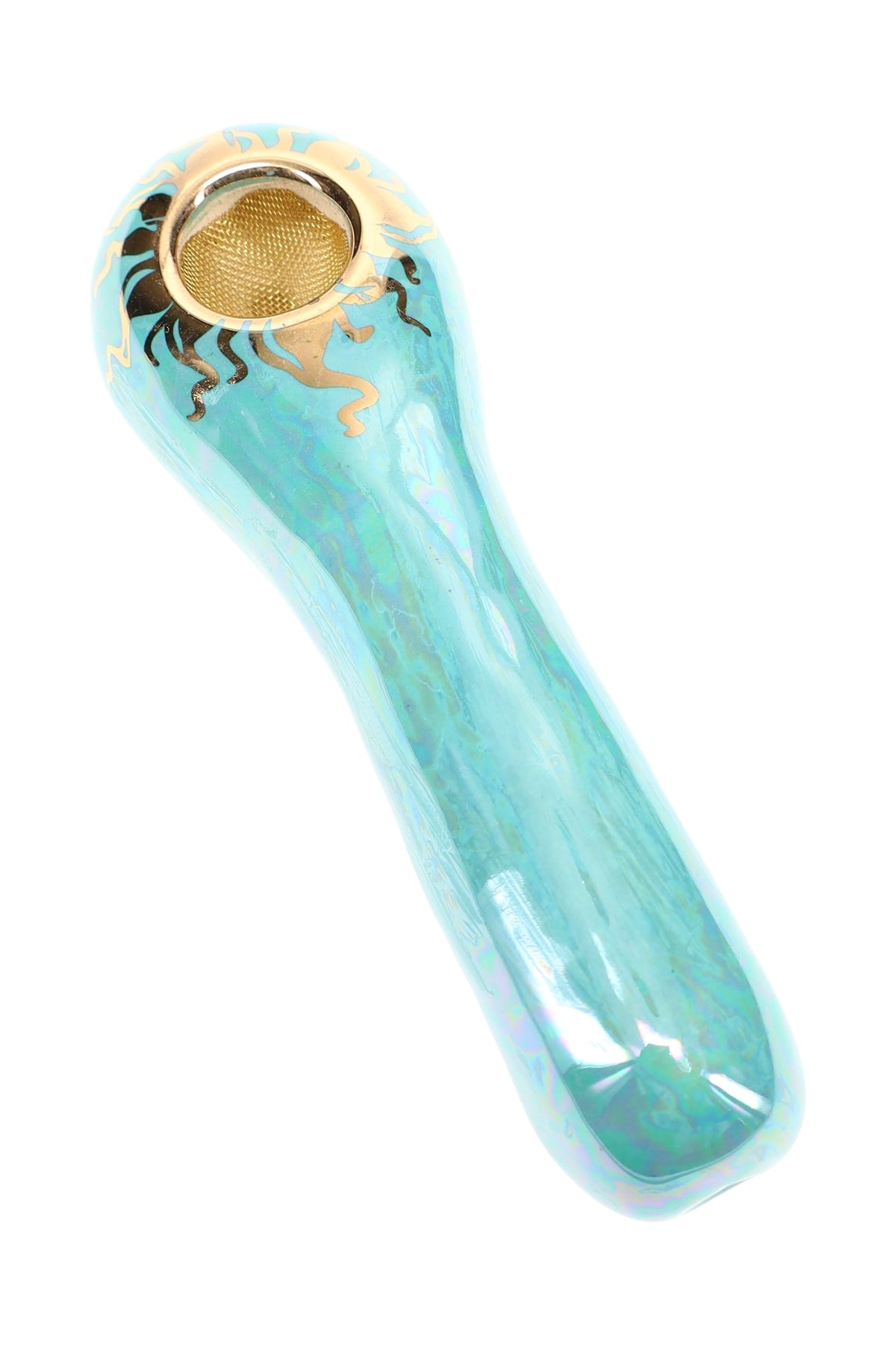 Ancient Creations Ceramics 4″ Ceramic Spoon Hand Pipe – Brass Screen – US-Made - Discreet Smoker