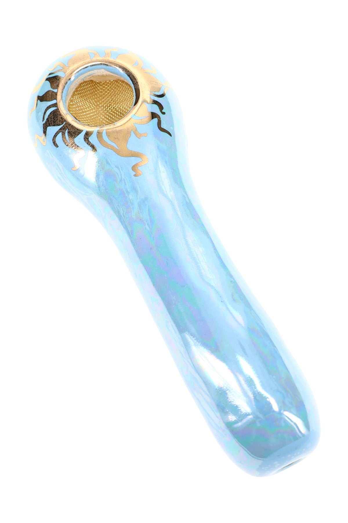 Ancient Creations Ceramics 4″ Ceramic Spoon Hand Pipe – Brass Screen – US-Made - Discreet Smoker