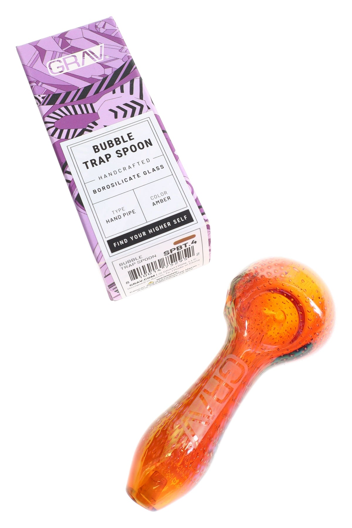 GRAV 4″ Bubble Trap Glass Spoon Pipe – Assorted Colors - Discreet Smoker