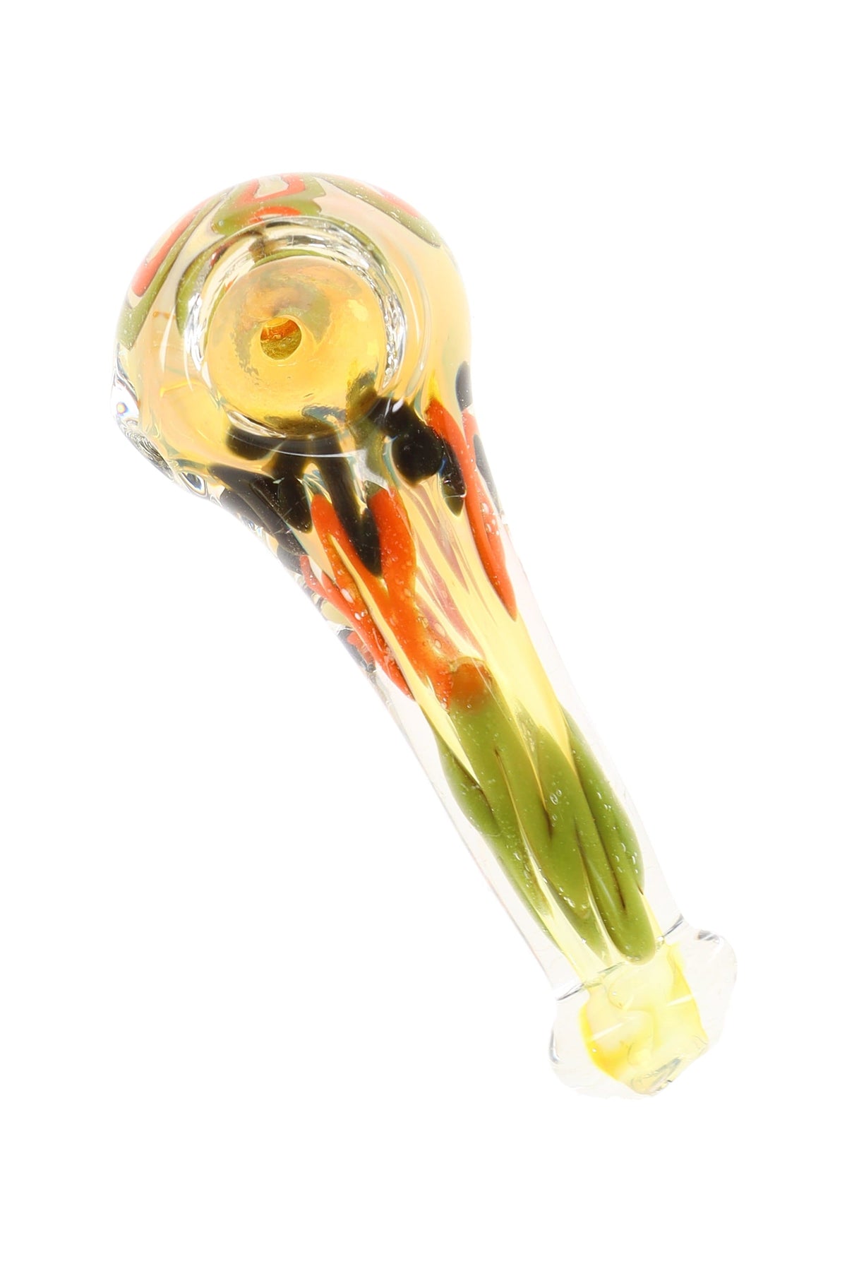 Silver Fumed Squiggle Stripe Glass Spoon Pipe “Squigz” – 3½″ – Assorted Colors - Discreet Smoker