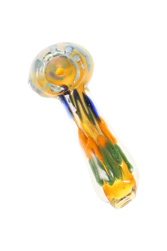Colorful Squiggle Striped Color-Changing Glass Pipe “Prism Pop” – 3½″ – Assorted Colors - Discreet Smoker