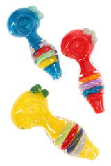 Frit Striped Ridge Glass Hand Pipe “Candy Ridges” – 4″ – Assorted Colors - Discreet Smoker