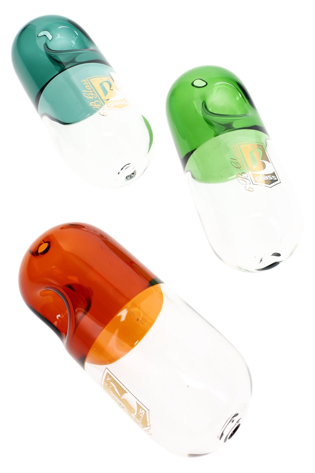 6B Glass Pill Steamroller Pipe – 5″ – Assorted Colors - Discreet Smoker