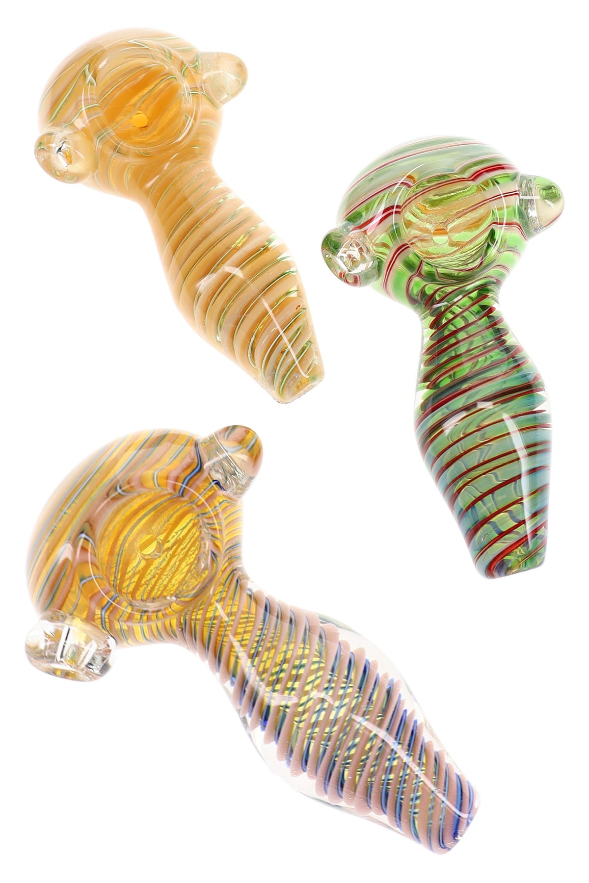 Silver Fumed Spiral Spoon Pipe “Ribbon Loop” – 4½″ – Assorted Colors - Discreet Smoker