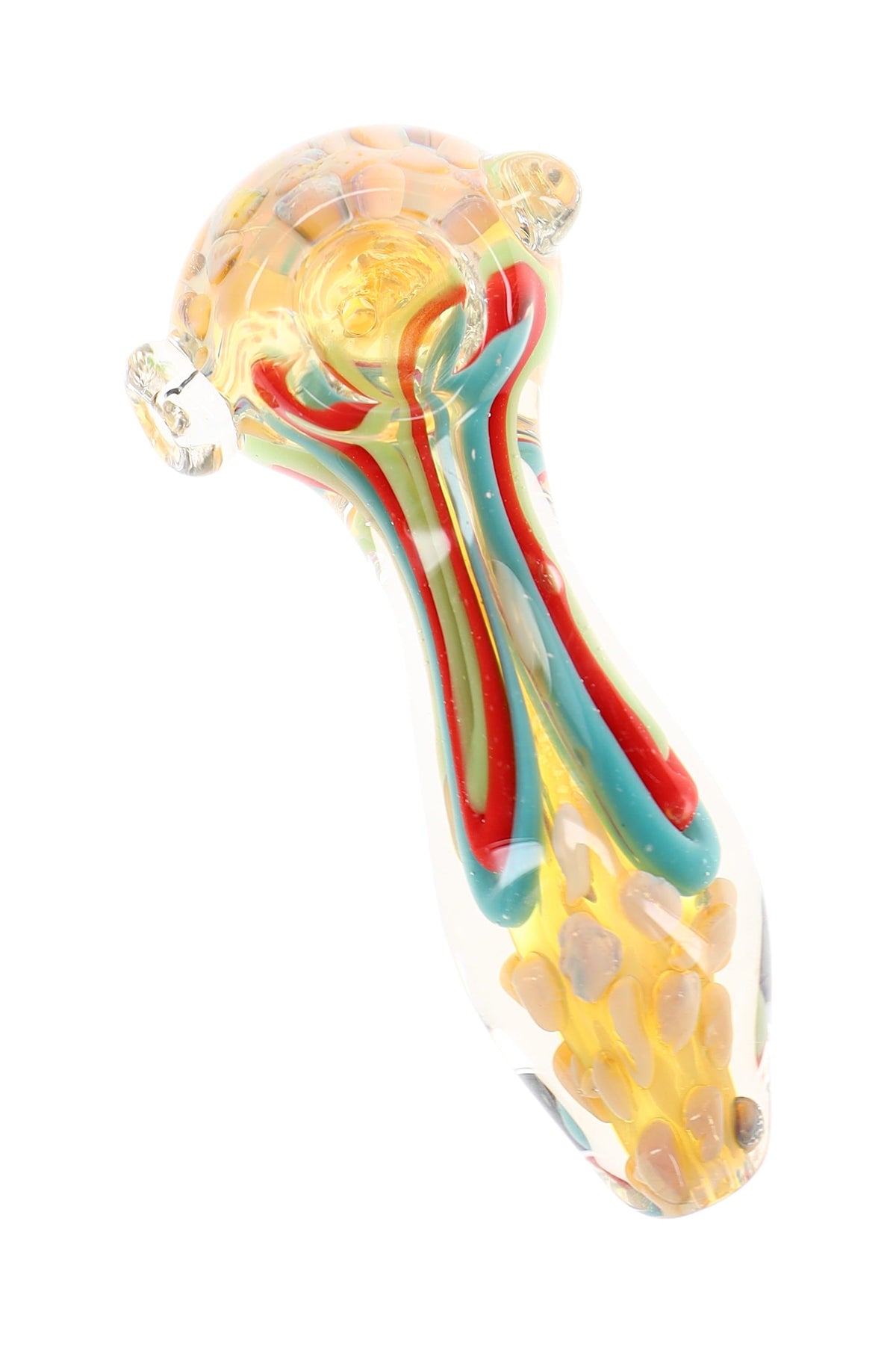Silver Fumed Squiggle Dot Spoon Pipe “Dot Drift” – 4½″ – Assorted Colors - Discreet Smoker