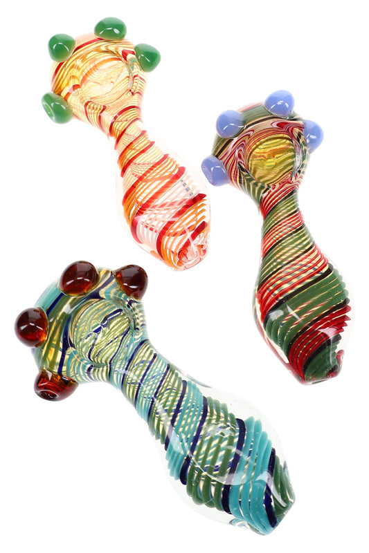 Color-Changing Spiral Striped Spoon Pipe “Ribbon Spin” – 5″ – Assorted Colors