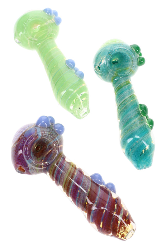 Silver Fumed Floral Spoon Pipe “Garden Wizard” – 5″ – Assorted Colors