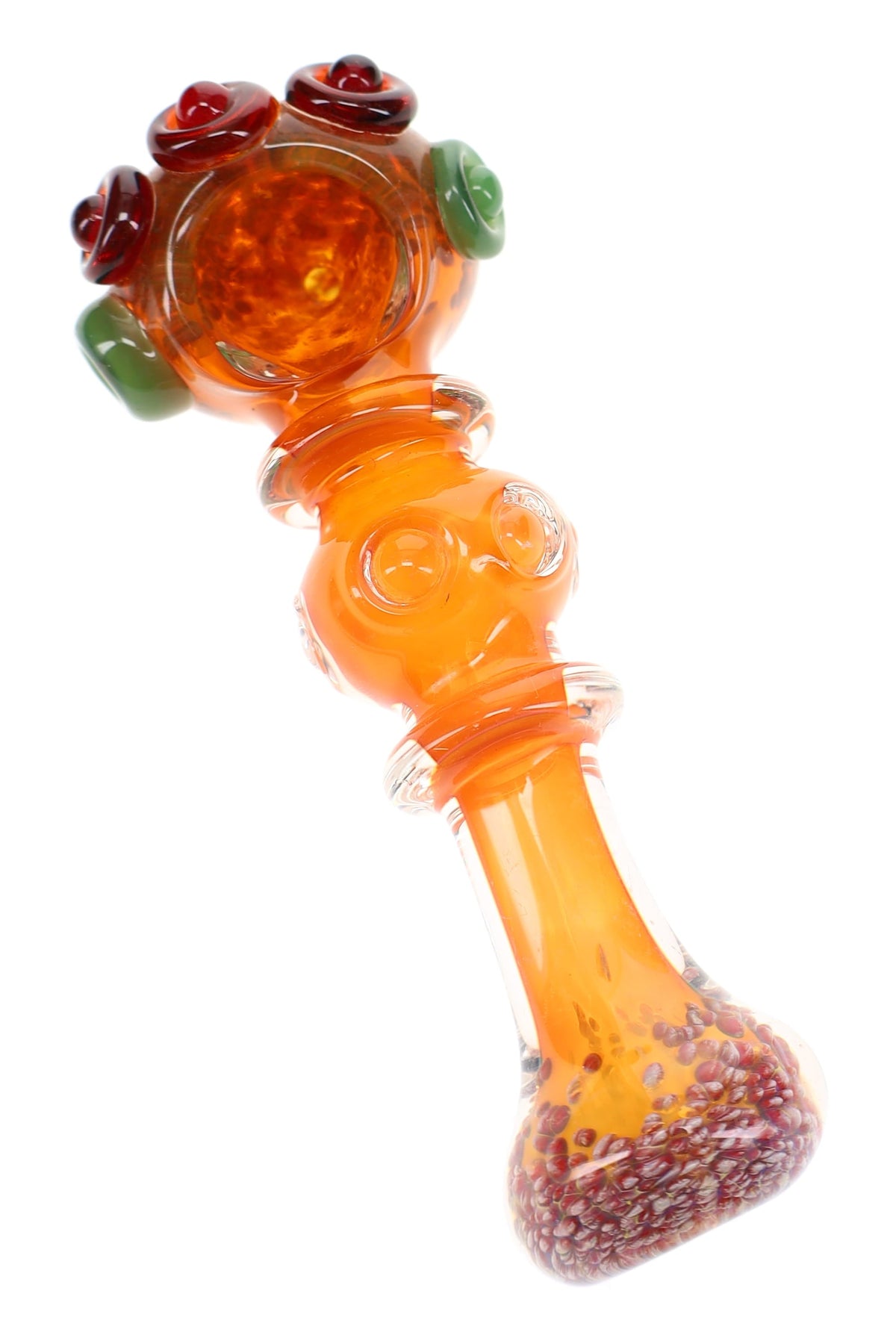 Gold Fumed Frit Ring Spoon Pipe “Solar Scepter” – 5″ – Assorted Colors - Discreet Smoker