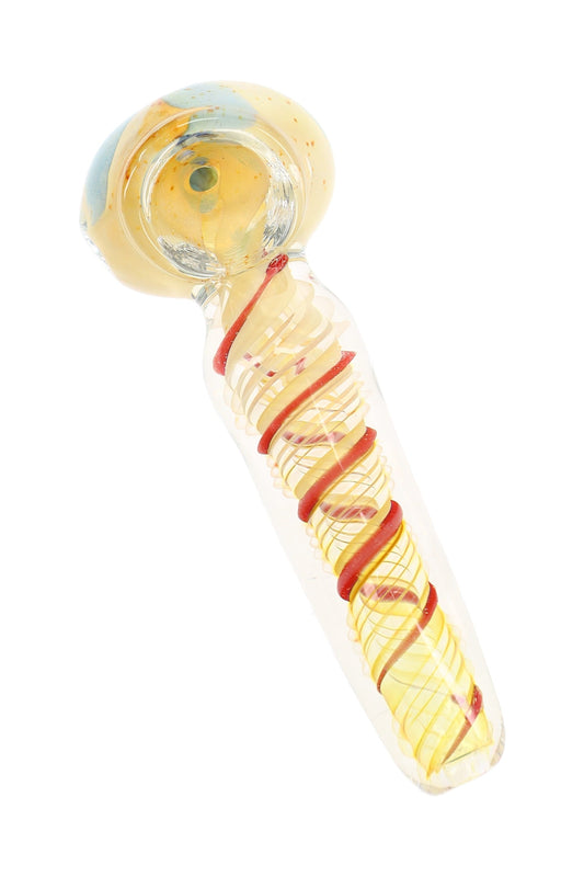 Silver Fumed Spiral Bubble Spoon Pipe “Bubble Coil” – 3½″ – Assorted Colors - Discreet Smoker