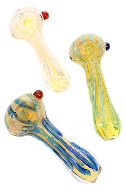 Silver Fumed Squiggle Spoon Pipe “Tiny Twister” – 3½″ – Assorted Colors - Discreet Smoker